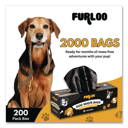 Commercial Grade Dog Waste Station Refill Bags, Open-Face, 8" x 13", Black, 200 Bags/Roll, 10/Carton