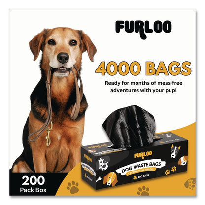 Commercial Grade Dog Waste Station Refill Bags, Open-Face, 8" x 13", Black, 200 Bags/Roll, 20/Carton
