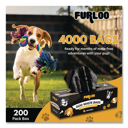 Commercial Grade Dog Waste Station Refill Bags, Open-Face, 8" x 13", Black, 200 Bags/Roll, 20/Carton