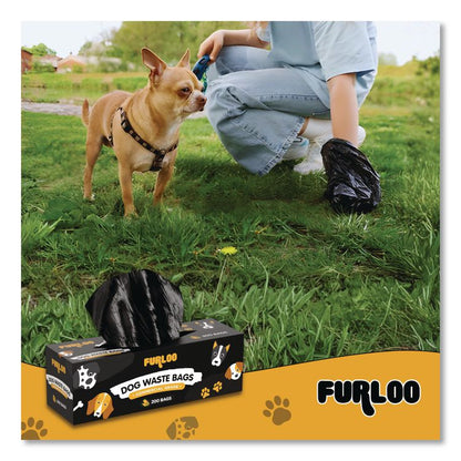 Commercial Grade Dog Waste Station Refill Bags, Open-Face, 8" x 13", Black, 200 Bags/Roll, 20/Carton