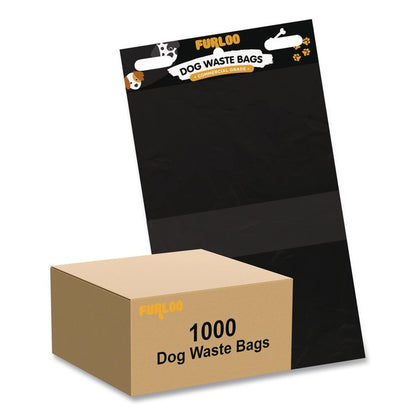 Pet Waste Station Header Heavy-Duty Leak-Resistant Dog Waste Refill Bags, Open-Face, 8.5" x 13.4", Black, 1000 Bags/Carton