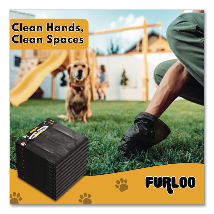 Pet Waste Station Header Heavy-Duty Leak-Resistant Dog Waste Refill Bags, Open-Face, 8.5" x 13.4", Black, 1000 Bags/Carton
