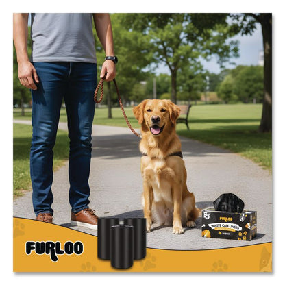 13-Gallon Heavy Duty Dog Waste Station Can Liners, Open-Face, 13 Gallons, 26" x 33", Black, 50 Bags/Roll, 2/Pack