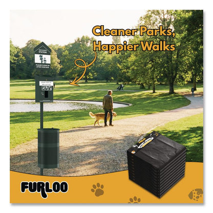 Pet Waste Station Starter Kit with Header Bag Dispenser, Bags and Liners, 11.5 gal, Top Door, Green