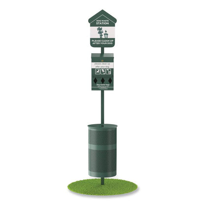 Pet Waste Station Starter Kit with Roll Bag Dispenser, Bags and Liners, 11.5 gal, Top Door, Green