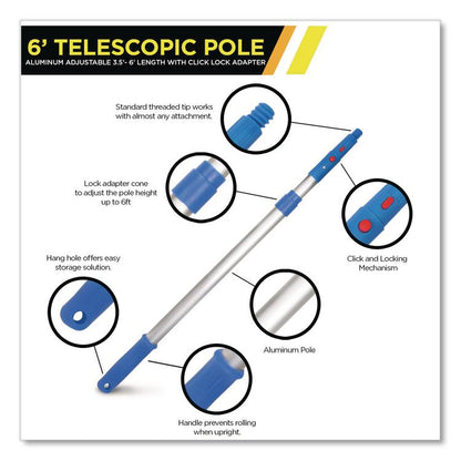 Pro Window Washing Kit with Swivel Squeegee and 6 ft Telescopic Pole, 14" Wide Blade, 3/Kit