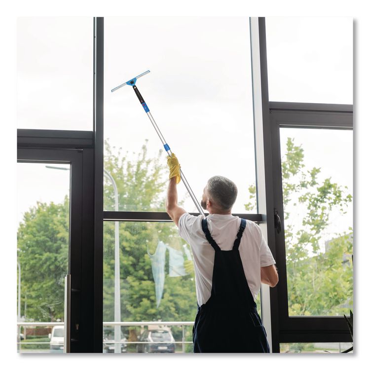 Pro Window Washing Kit with Swivel Squeegee and 6 ft Telescopic Pole, 14" Wide Blade, 3/Kit