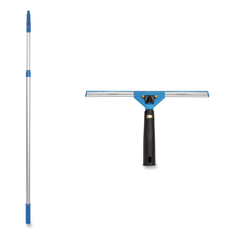Pro Window Washing Kit with Swivel Squeegee and 6 ft Telescopic Pole, 14" Wide Blade, 3/Kit