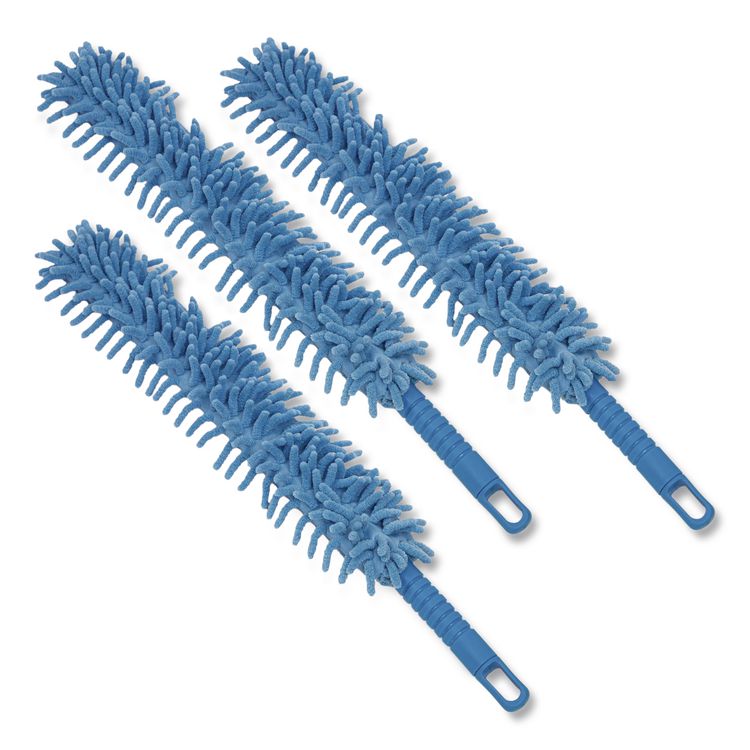 Flexible Wand Duster with Microfiber and Chenille Sleeve, 22" Length, 3/Pack