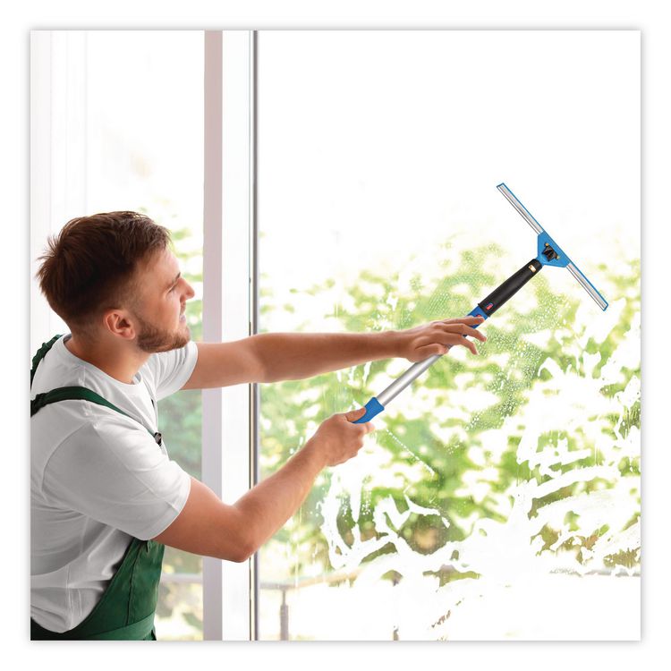 Pro Window Washing Kit with Swivel Window Squeegee and 20" Pole, 14" Wide Blade, 3/Kit