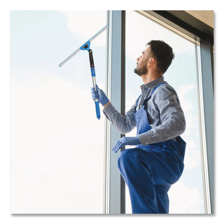 Pro Window Washing Kit with Swivel Window Squeegee and 20" Pole, 18" Wide Blade, 2/Kit