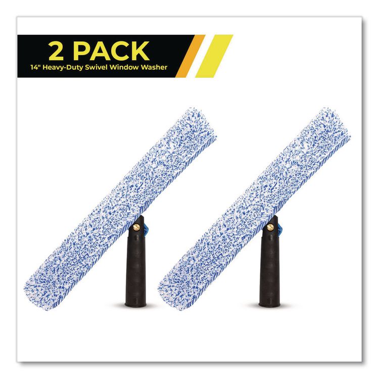 Heavy-Duty Swivel Window Washer, 14" Wide Blade, 2/Pack