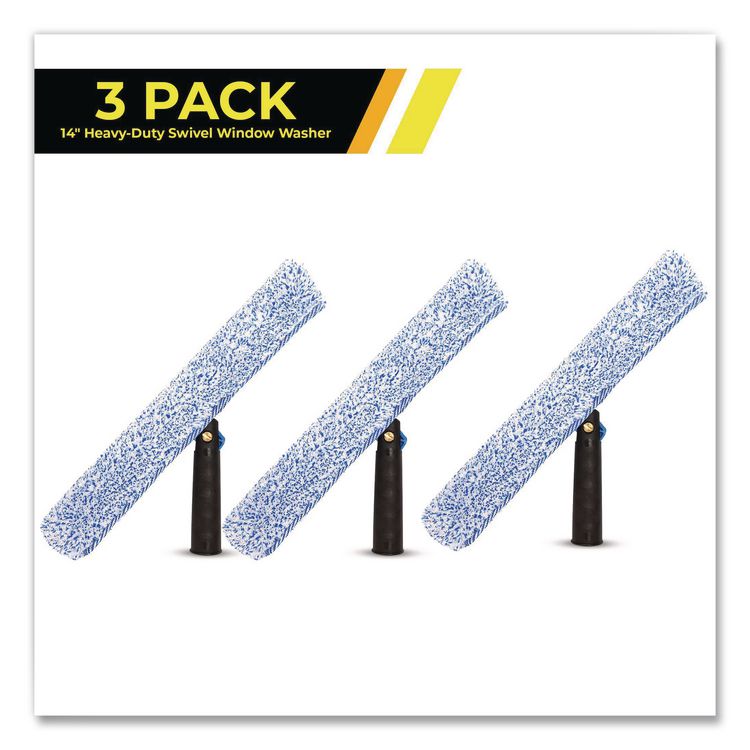 Heavy-Duty Swivel Window Washer, 14" Wide Blade, 3/Pack