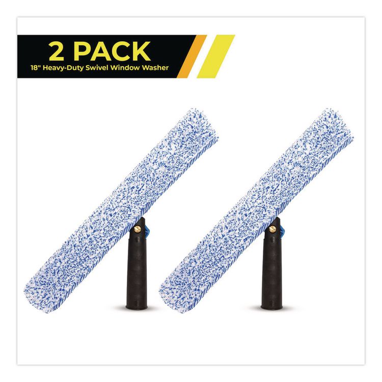 Heavy-Duty Swivel Window Washer, 18" Wide Blade, 2/Pack