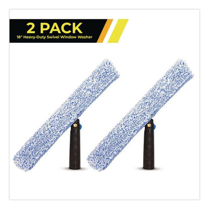Heavy-Duty Swivel Window Washer, 18" Wide Blade, 2/Pack