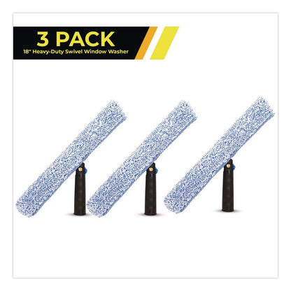 Heavy-Duty Swivel Window Washer, 18" Wide Blade, 3/Pack