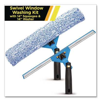 Swivel Window Washing Kit with Squeegee and Washer, 14" Wide
