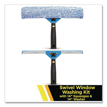 Swivel Window Washing Kit with Squeegee and Washer, 14" Wide