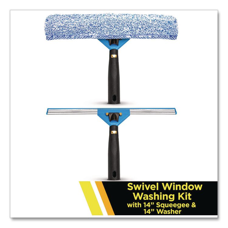 Swivel Window Washing Kit with Squeegee and Washer, 14" Wide, 2/Kit