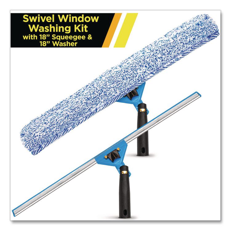 Swivel Window Washing Kit with Squeegee and Washer, 18" Wide
