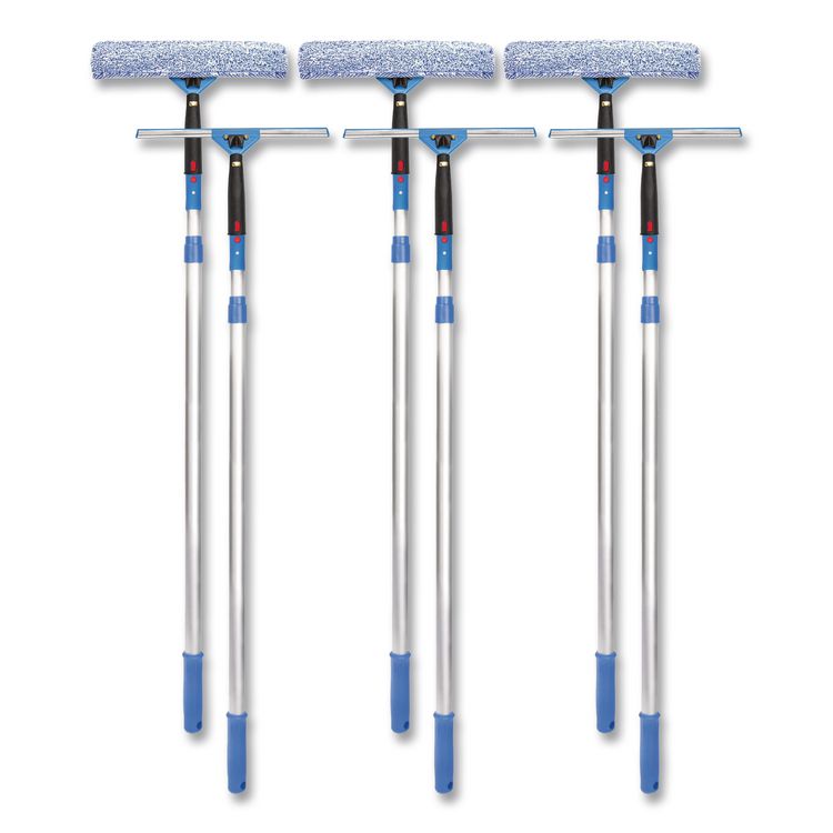 Pro Window Washing Kit with Squeegee, Washer and 6 ft Telescopic Pole, 14" Wide, 3/Kit