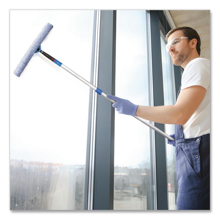 Pro Window Washing Kit with Squeegee, Washer and 6 ft Telescopic Pole, 18" Wide Blade