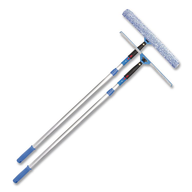 Pro Window Washing Kit with Squeegee, Washer and 6 ft Telescopic Pole, 18" Wide Blade