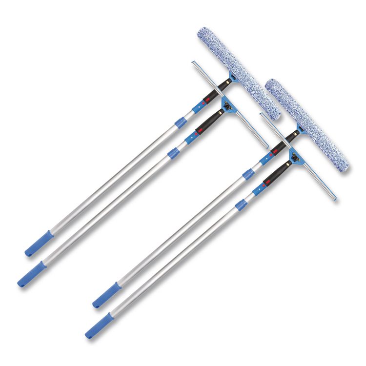 Pro Window Washing Kit with Squeegee, Washer and 6 ft Telescopic Pole, 18" Wide Blade, 2/Kit