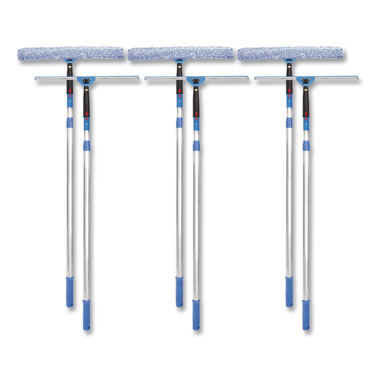 Pro Window Washing Kit with Squeegee, Washer and 6 ft Telescopic Pole, 18" Wide Blade, 3/Kit