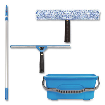 Pro Window Washing Kit with 14" Wide Blade Squeegee, Washer, 6 ft Telescopic Pole and 3 gal Heavy-Duty Bucket
