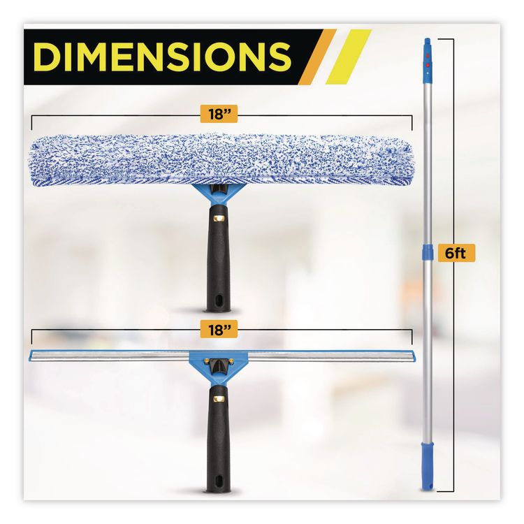 Pro Window Washing Kit with 14" Wide Blade Squeegee, Washer, 6 ft Telescopic Pole and 3 gal Heavy-Duty Bucket, 2/Kit