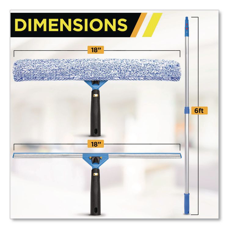 Pro Window Washing Kit with 14" Wide Blade Squeegee, Washer, 6 ft Telescopic Pole and 3 gal Heavy-Duty Bucket, 3/Kit