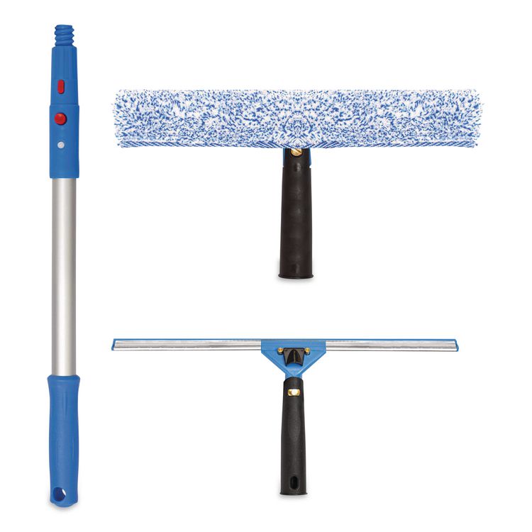 Pro Window Washing Kit with Squeegee, Washer and 20" Pole, 14" Wide Blade