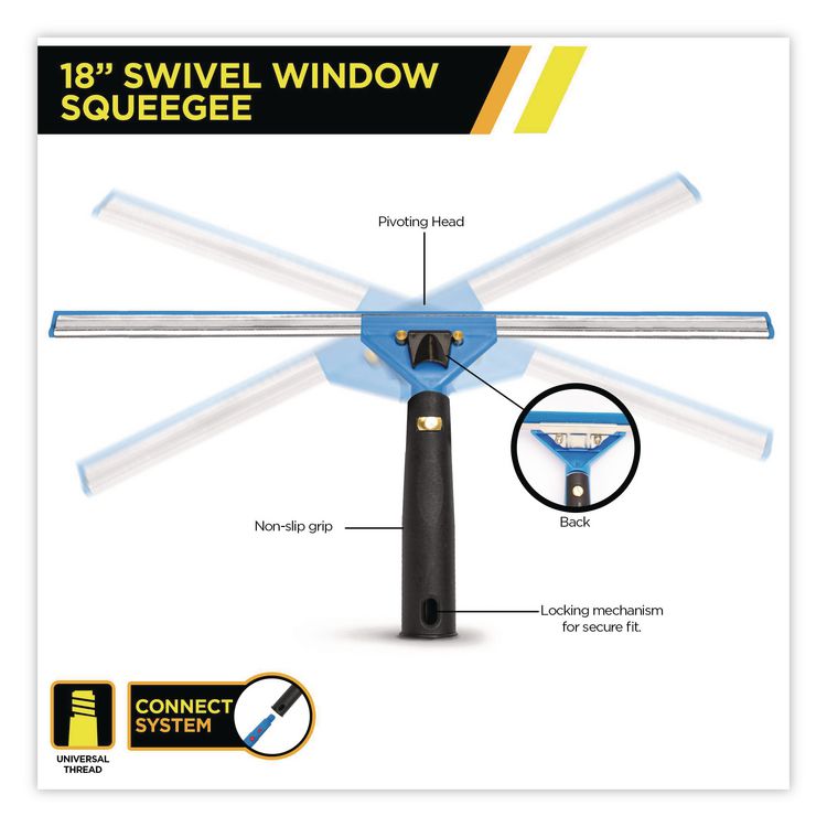 Pro Window Washing Kit with Squeegee, Washer and 20" Pole, 18" Wide Blade