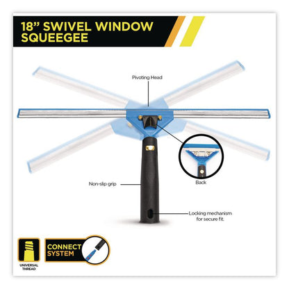 Pro Window Washing Kit with Squeegee, Washer and 20" Pole, 18" Wide Blade