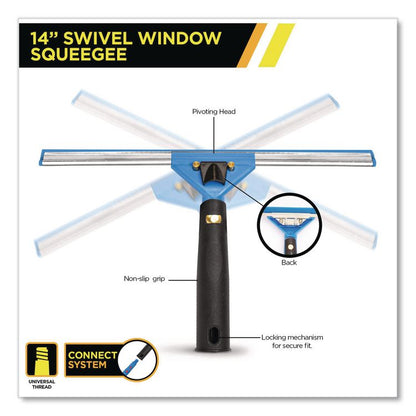 Pro Window Cleaning Kit with 14" Squeegee, 14" Washer, 20" Pole and 3 Gallon Heavy-Duty Bucket