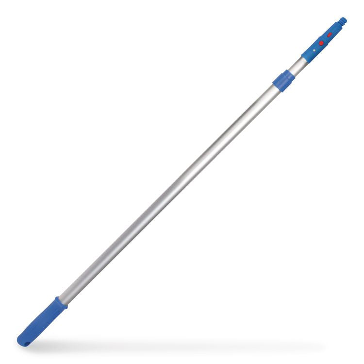 6 ft Telescopic Aluminum Extension Pole with Click/Lock Adapter Cone, 3.5 ft to 6 ft, Blue/Silver