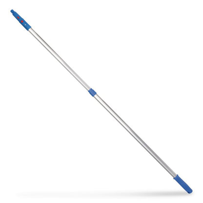 6 ft Telescopic Aluminum Extension Pole with Click/Lock Adapter Cone, 3.5 ft to 6 ft, Blue/Silver