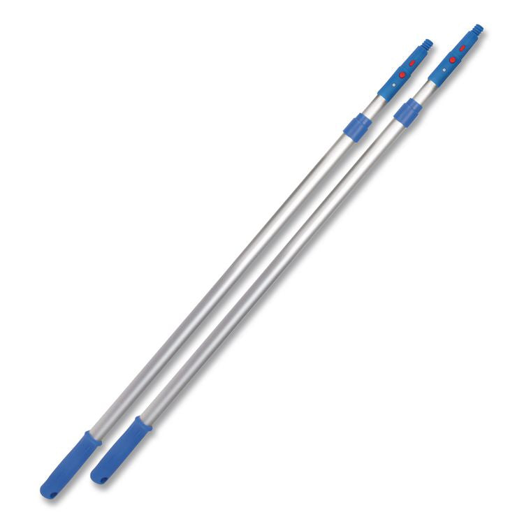 6 ft Telescopic Aluminum Extension Pole with Click/Lock Adapter Cone, 3.5 ft to 6 ft, Blue/Silver, 3/Pack
