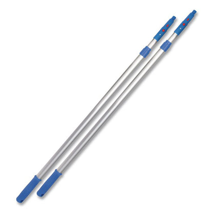 6 ft Telescopic Aluminum Extension Pole with Click/Lock Adapter Cone, 3.5 ft to 6 ft, Blue/Silver, 3/Pack