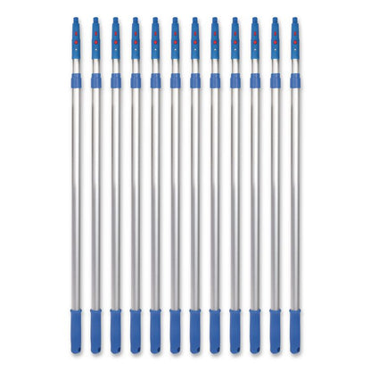 6 ft Telescopic Aluminum Extension Pole with Click/Lock Adapter Cone, 3.5 ft to 6 ft, Blue/Silver, 12/Carton