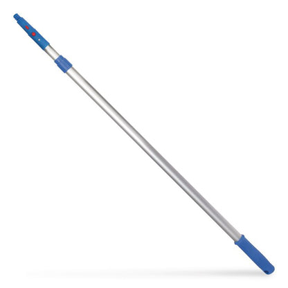 6 ft Telescopic Aluminum Extension Pole with Click/Lock Adapter Cone, 3.5 ft to 6 ft, Blue/Silver, 12/Carton