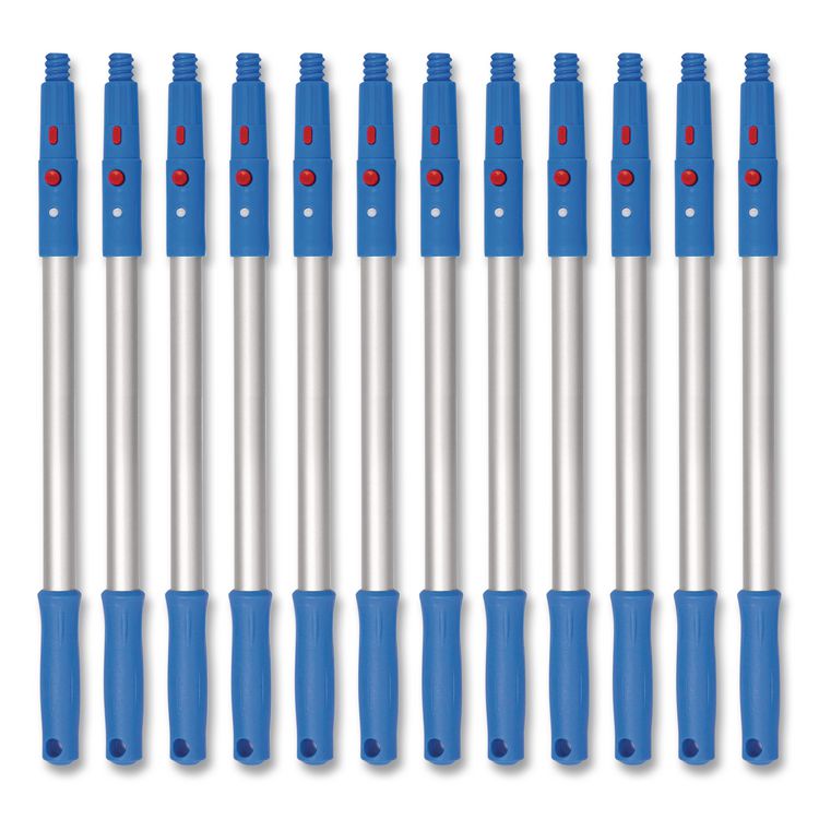 20" Aluminum Pole with Click/Lock Adapter Cone, Blue/Silver, 12/Pack