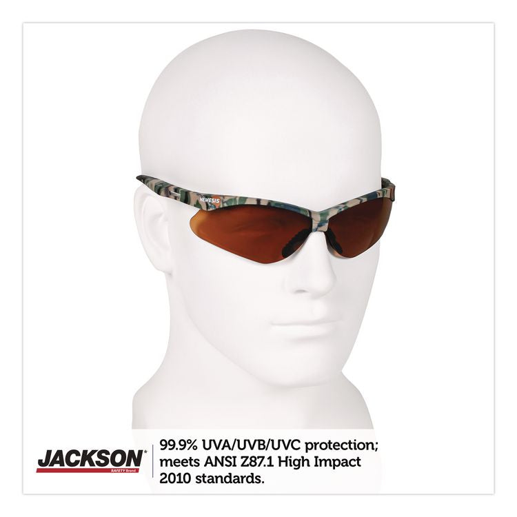 Nemesis Safety Glasses, Camo Half Frame, Bronze Dual Lens