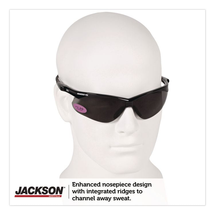Nemesis Readers Safety Glasses, 1.5+ Diopter, Smoke Half Frame, Smoke Dual Lens
