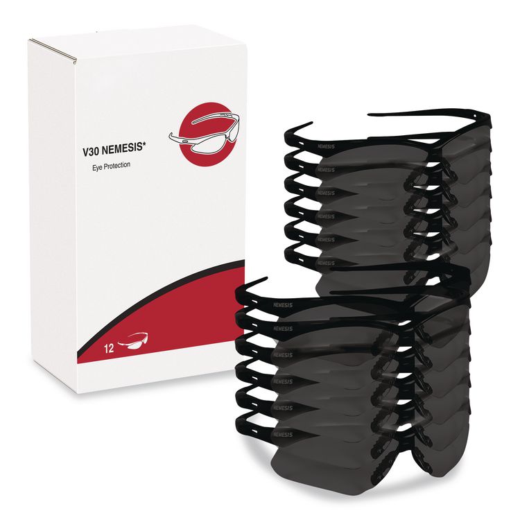 Nemesis Readers Safety Glasses, 2.5+ Diopter, Black Half Frame, Smoke Dual Lens, 6/Box