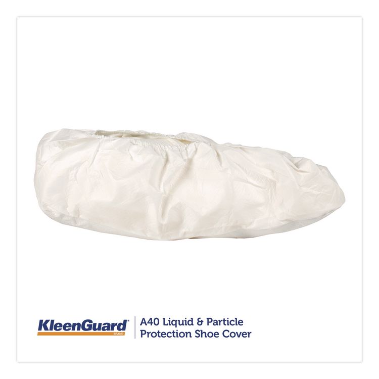 A40 Liquid and Particle Protection Shoe Covers, Medium, White, 400/Carton