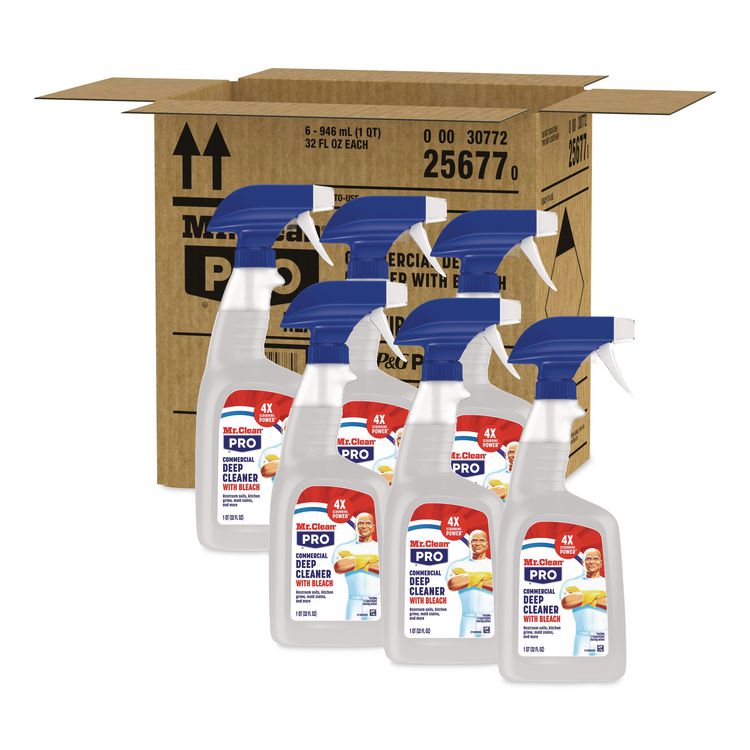 Commercial Deep Cleaner with Bleach, Unscented, 32 oz Spray Bottle, 6/Carton