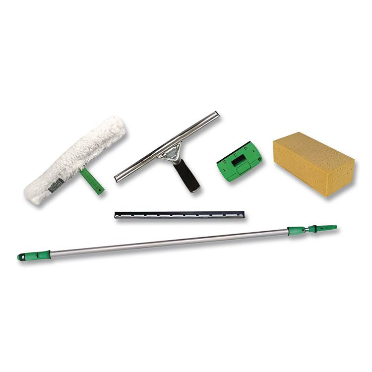 Pro Window Cleaning Kit with 8 ft Pole, Scrubber, Squeegee, Scraper, Sponge