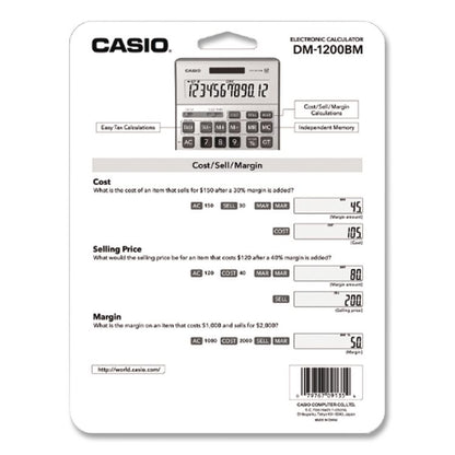 DM1200BM Desktop Calculator, 12-Digit LCD, Silver